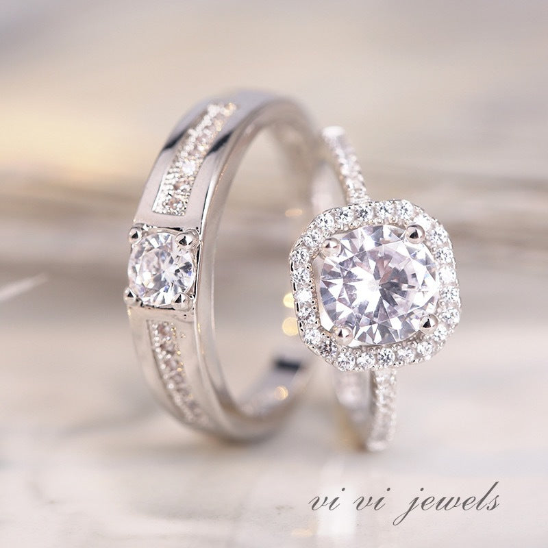 Damen- und Herren- sowie offene Diamant-Hochzeitssimulation und Ringe
