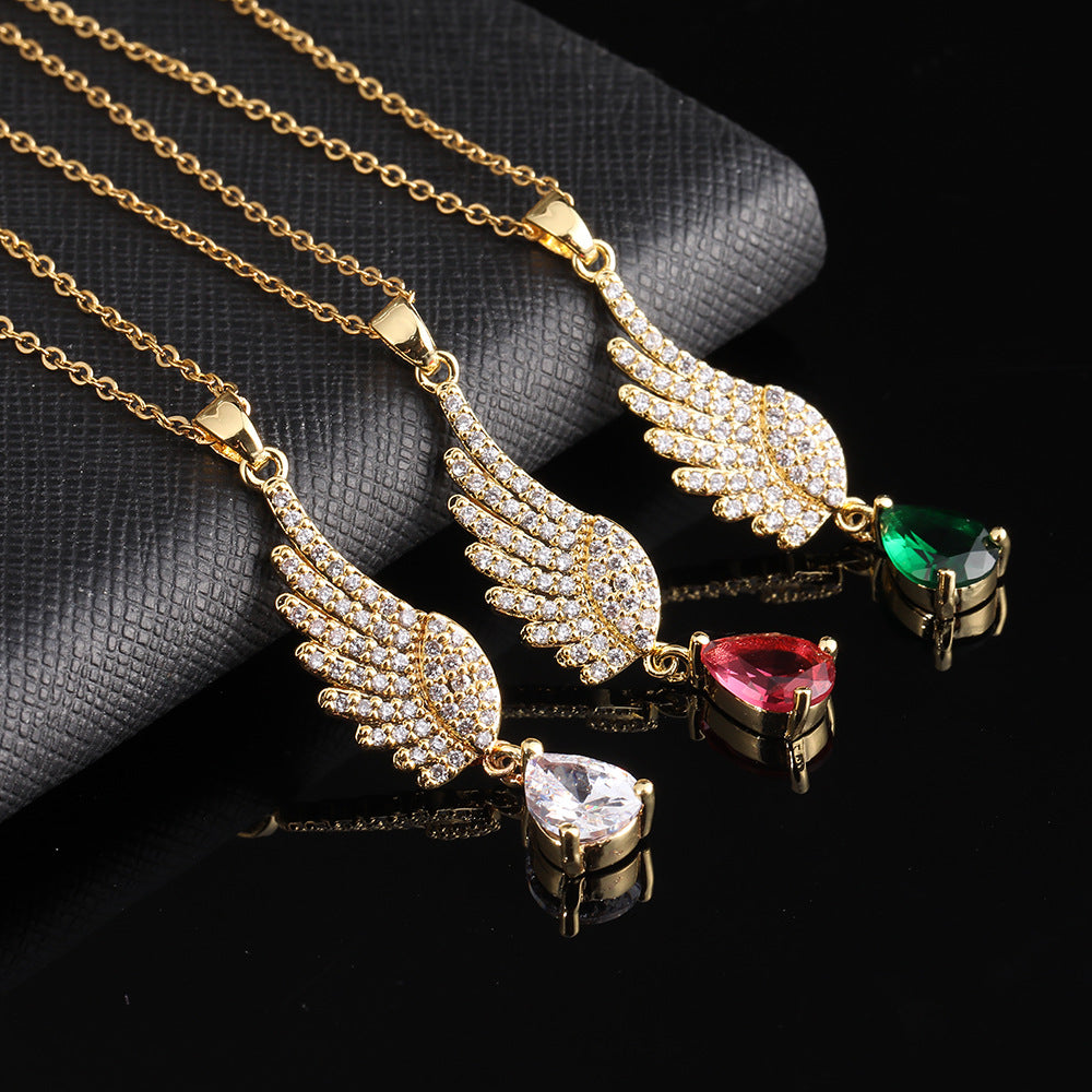 Copper Zircon Electroplated Real Gold Design Cold Wind Necklaces