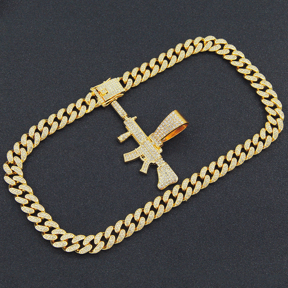 Pendentif pistolet tridimensionnel pour hommes, colliers dominateurs cubains Cool