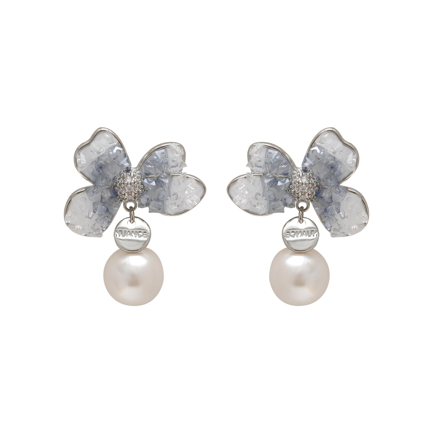 Color Bow Pearl Blue Crystal Petals Rings