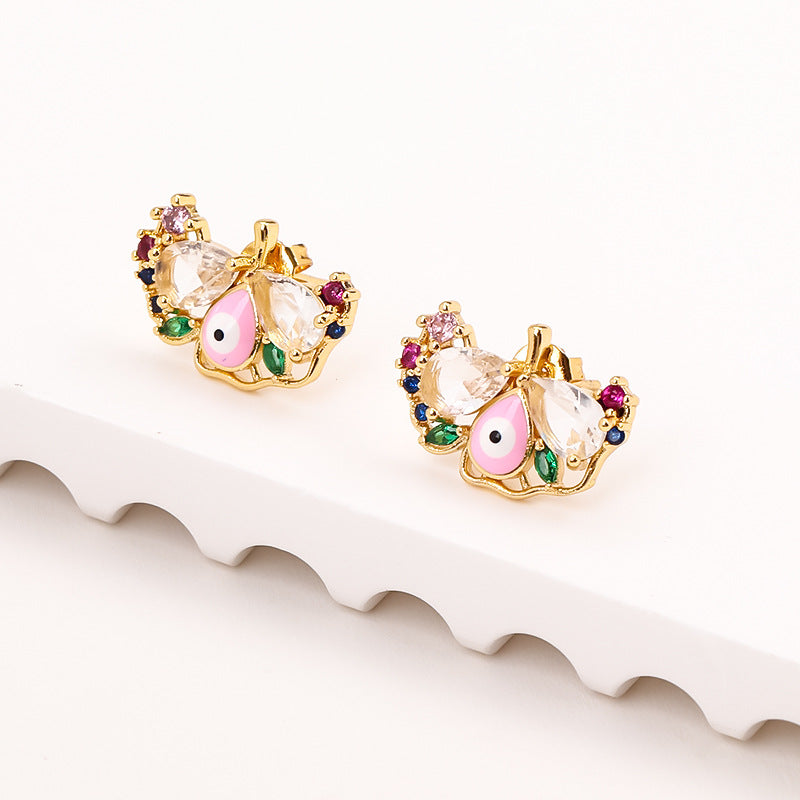 Women's Oil Devil's Eye Micro Inlaid Zircon Earrings
