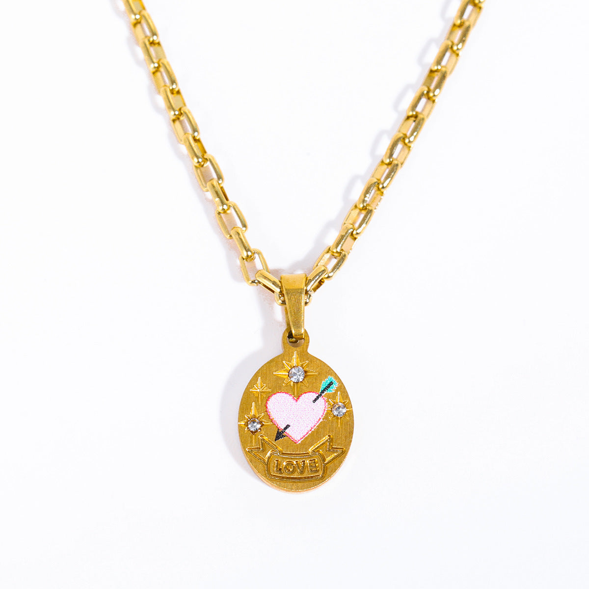 Colliers à pendentif en acier inoxydable de luxe léger peint