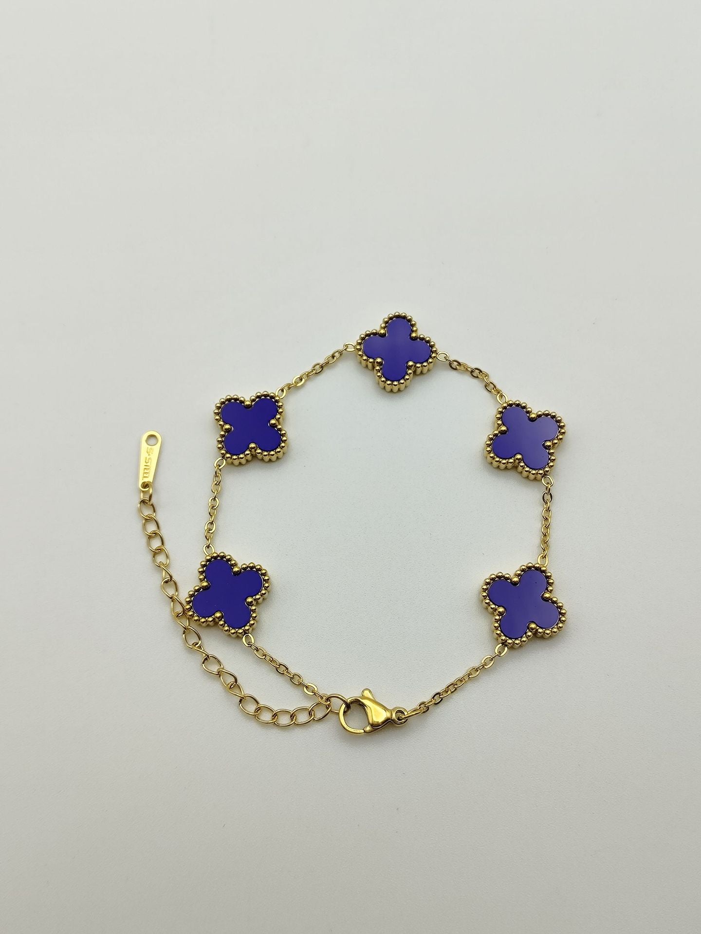 Bracelets d'ornement de rétention de couleur double face en or trèfle pour femmes