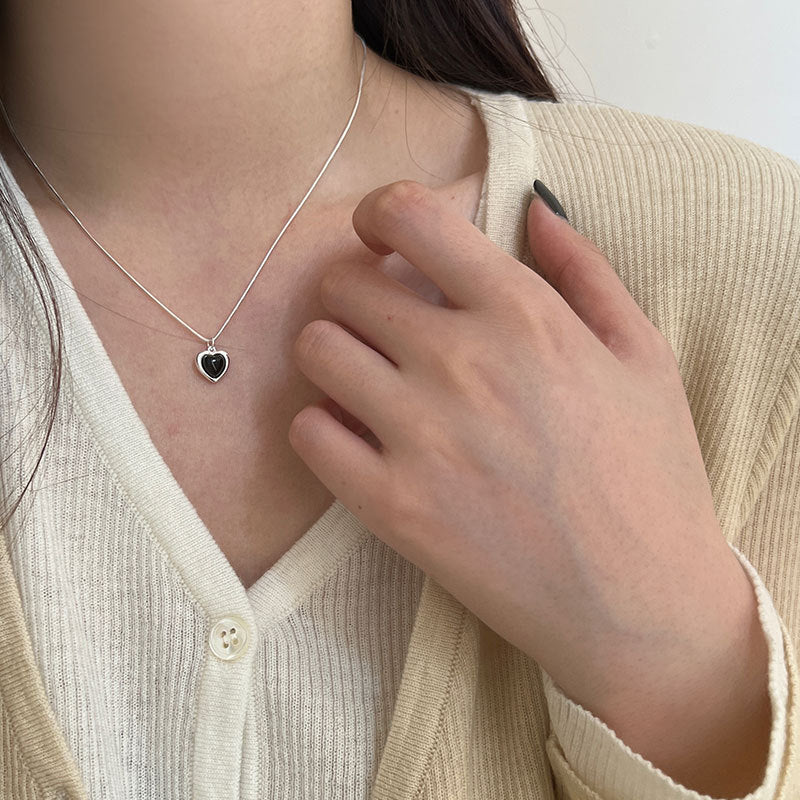 In Sterling Sier Black Onyx Female Simple Necklaces