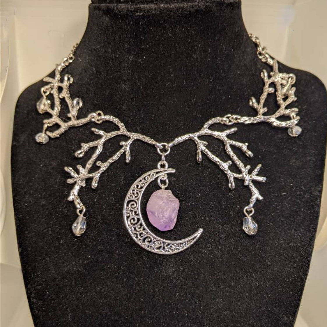 Pendant Purple Natural Crystal Sier Branch Necklaces