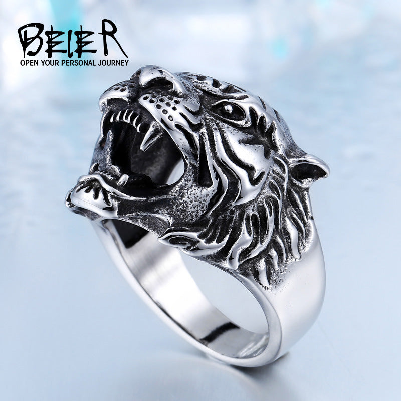 Men's Stainless Steel Vintage Personality Tiger Head Rings