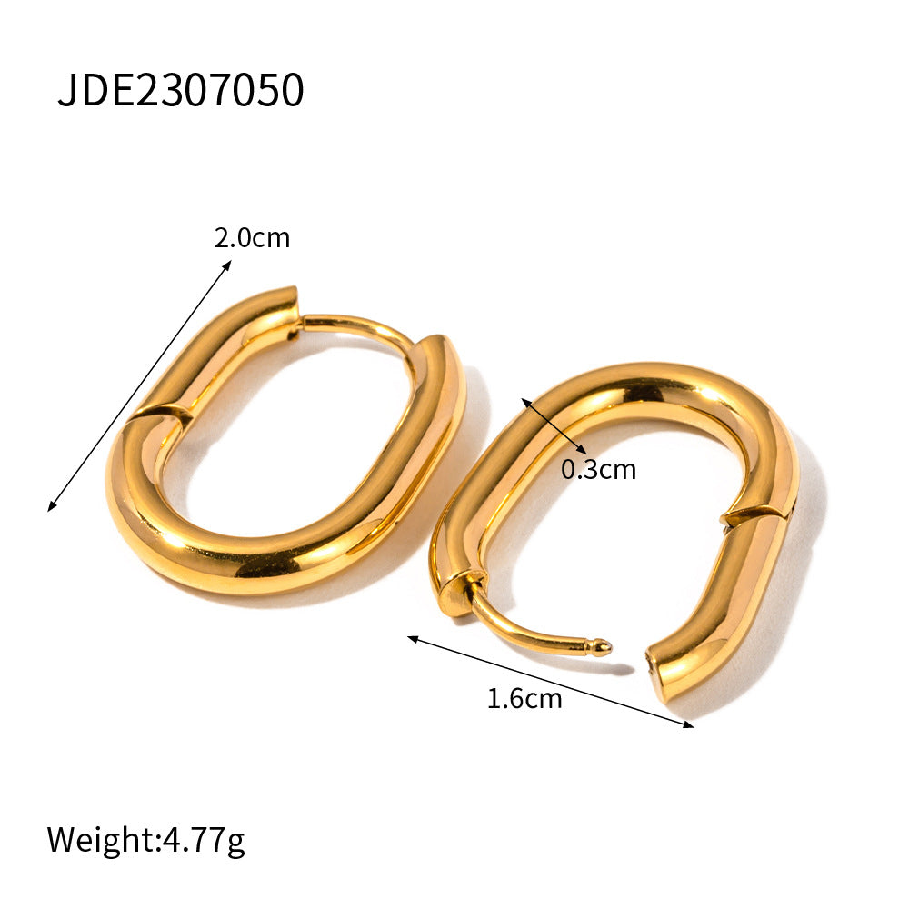 Women's Style Elegant Titanium Steel Stainless Gold Earrings