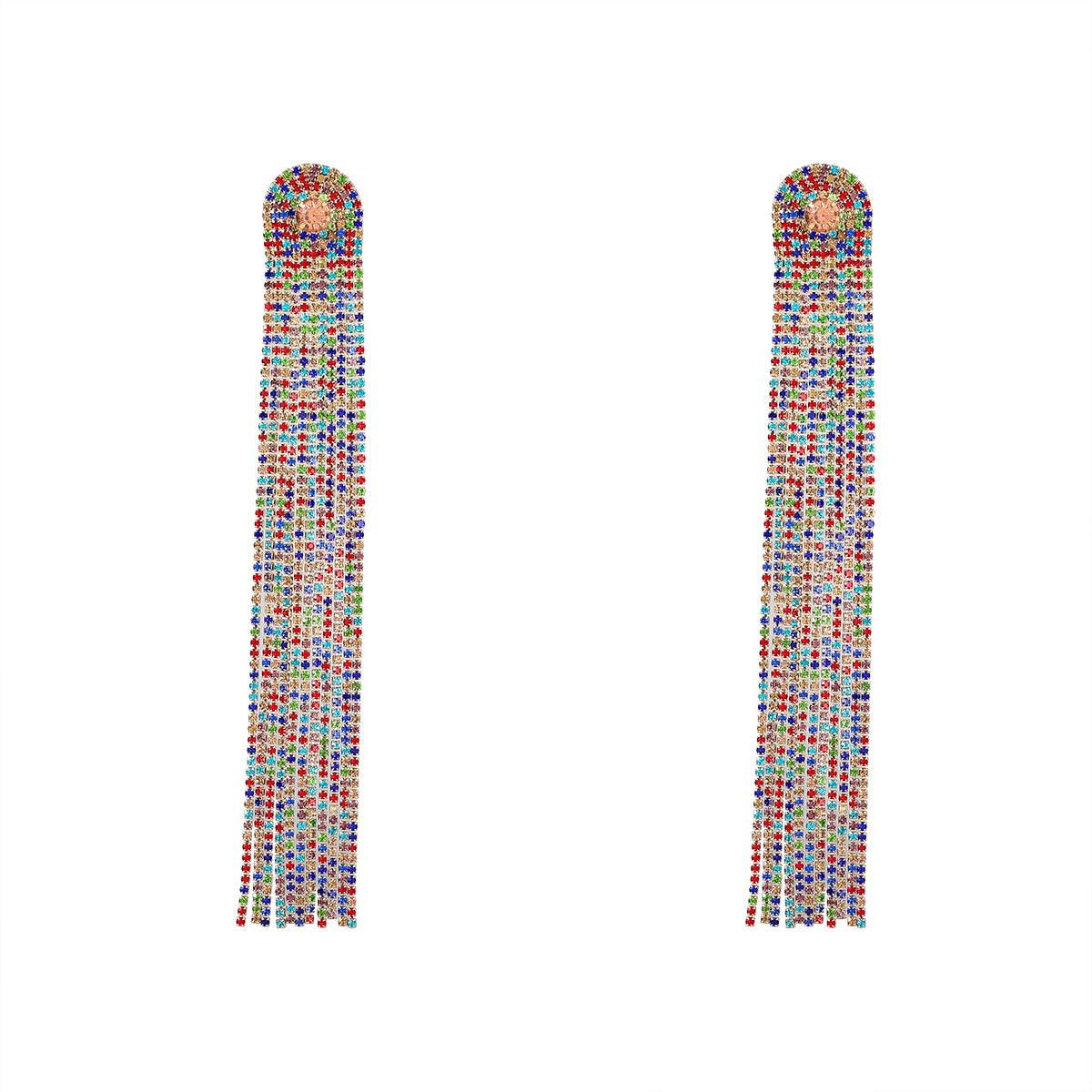 Alloy Diamond Rhinestone Long Fringe Trendy Earrings