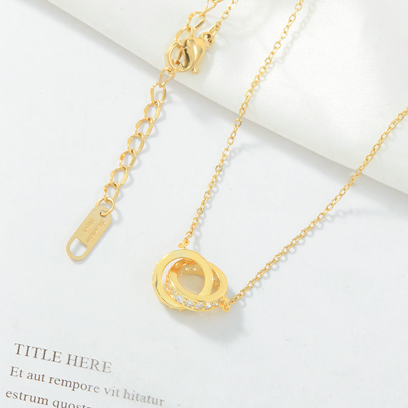 Colliers à double diamant avec boucle en or rose pour femmes