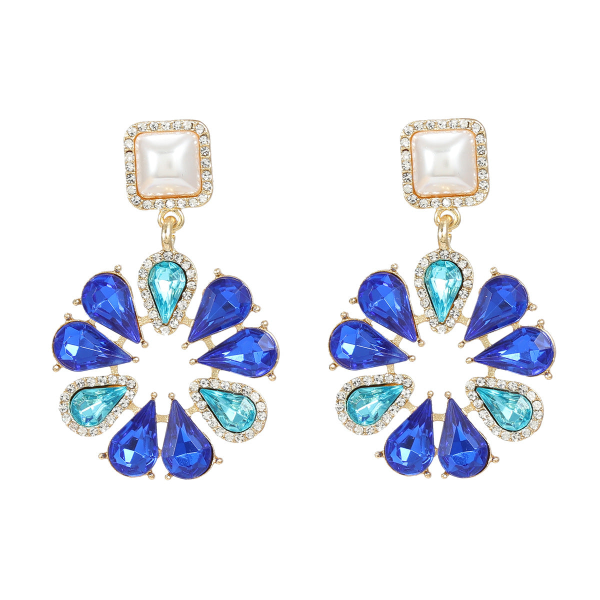 Women's Stylish Colored Diamond Round Alloy Full Earrings