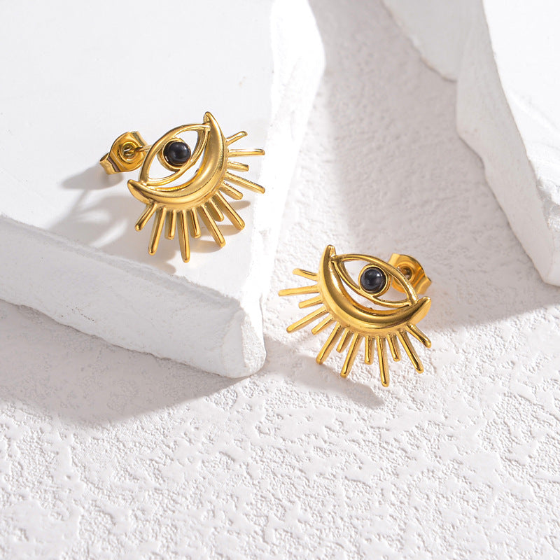 Boucles d'oreilles maléfiques simples en acier inoxydable rétro français