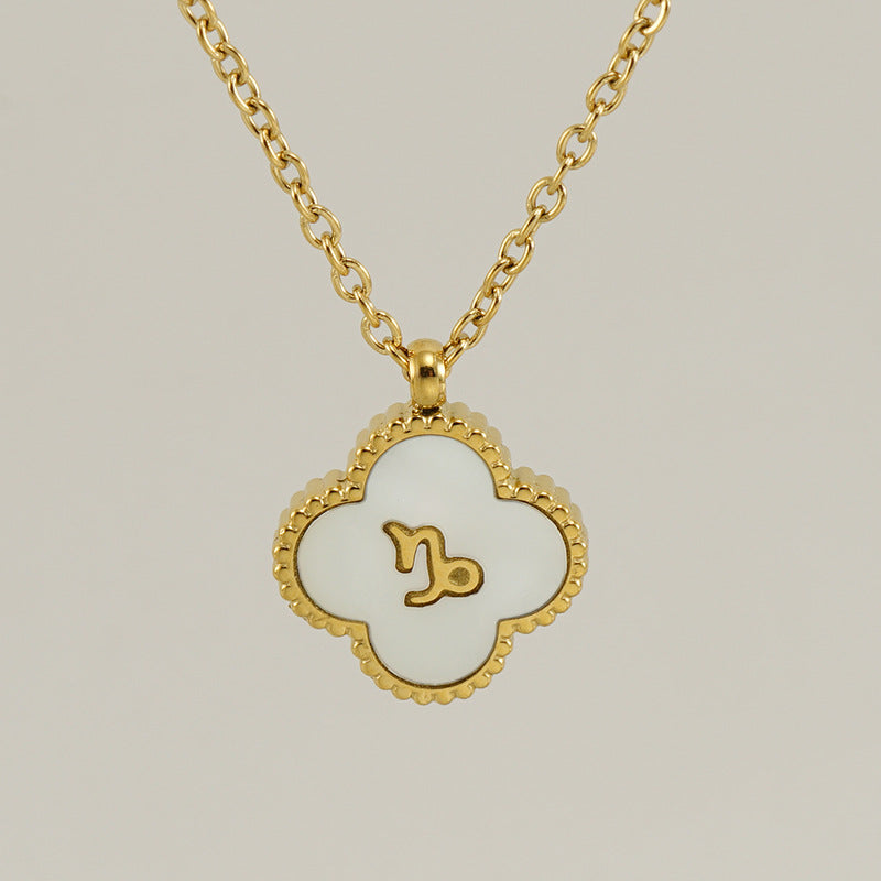 Colliers inoxydables de Constellation de coquille de trèfle en acier titane