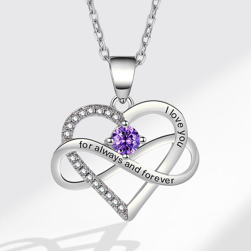Colliers simples en forme de coeur avec micro incrustation de mode lettrage