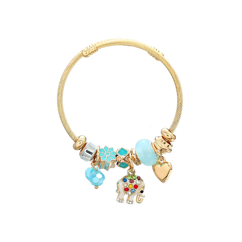 Exaggerated Style Female Elephant Pendant Hand Bracelets