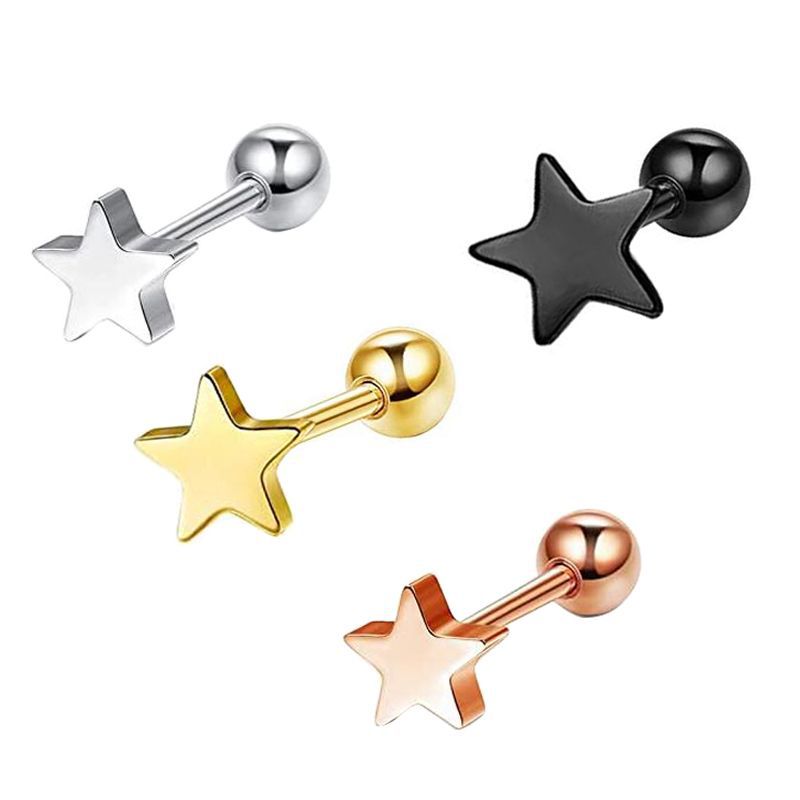 Five-pointed Star Ear Bone Stainless Steel Human Body Stud Earrings