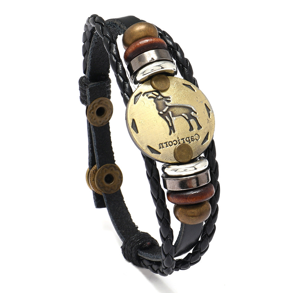 Constellation Cattle Leather Birthday Gift Adjustable Size Bracelets