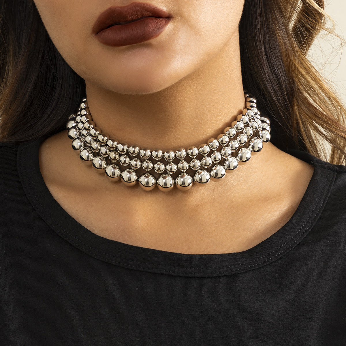 Colliers simples à perles pour femmes, ornement exagéré, jumeaux, Punk, minorité