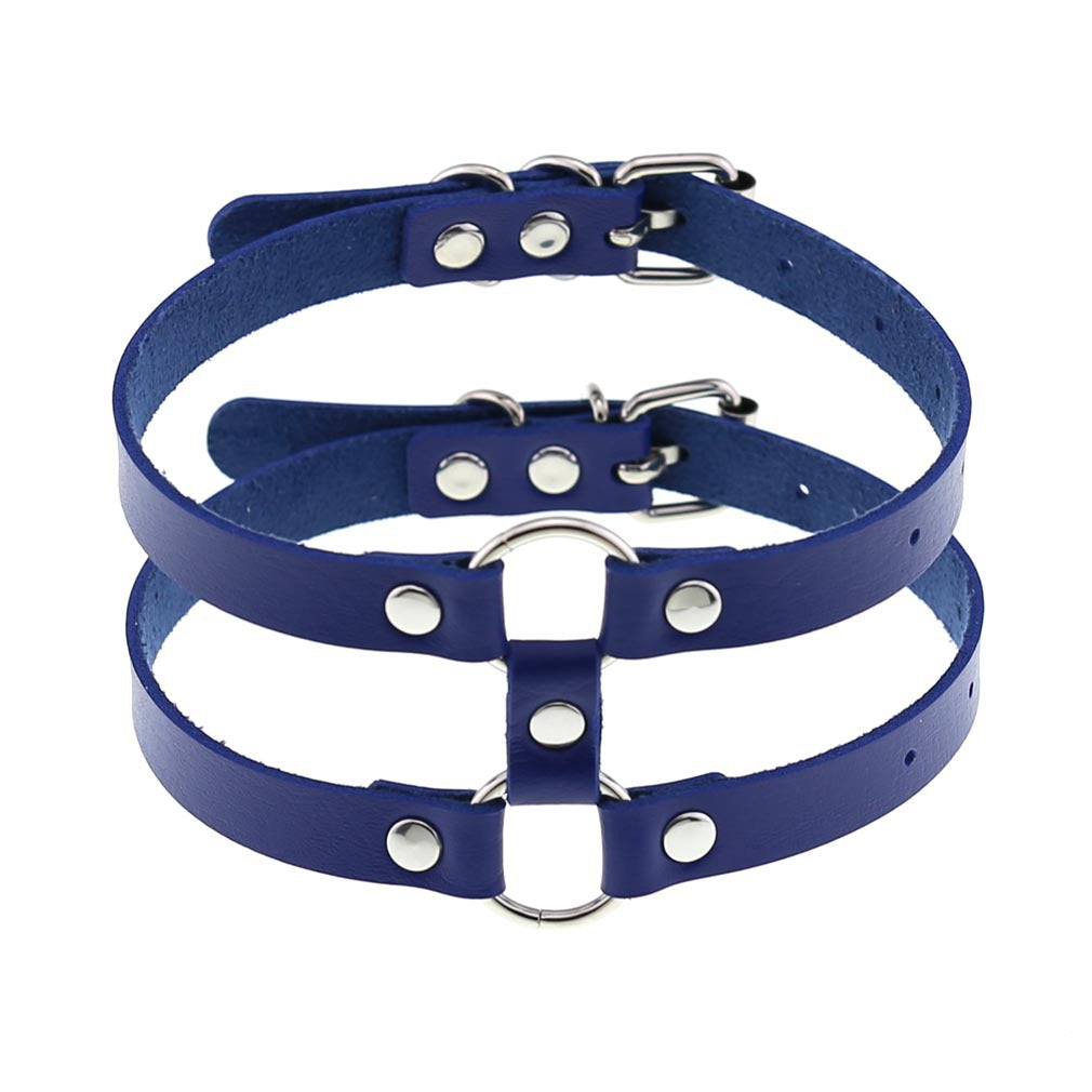 Colliers de personnalité simples en cuir de style gothique à double rangée