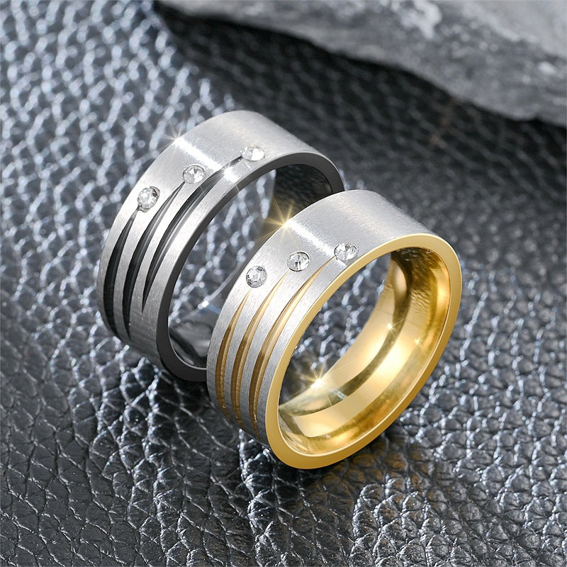 Bagues raffinées en acier titane pour couple, style coréen