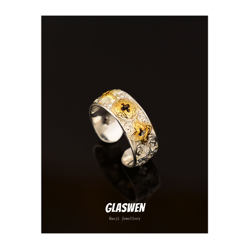Women's Flower Mobius Strip High-grade Clover Open Rings