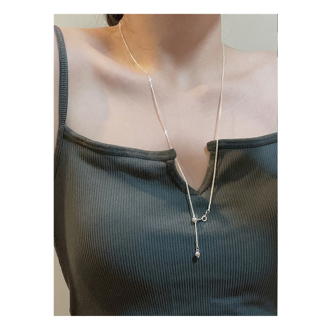 Women's Korean Sterling Sier Heart-shaped With Adjustable Necklaces