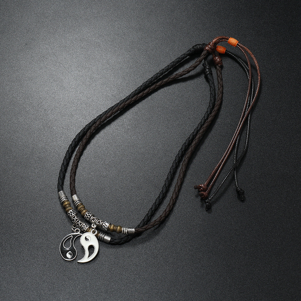 Paire de colliers en cuir Dragon Yin et Yang pour femmes et hommes