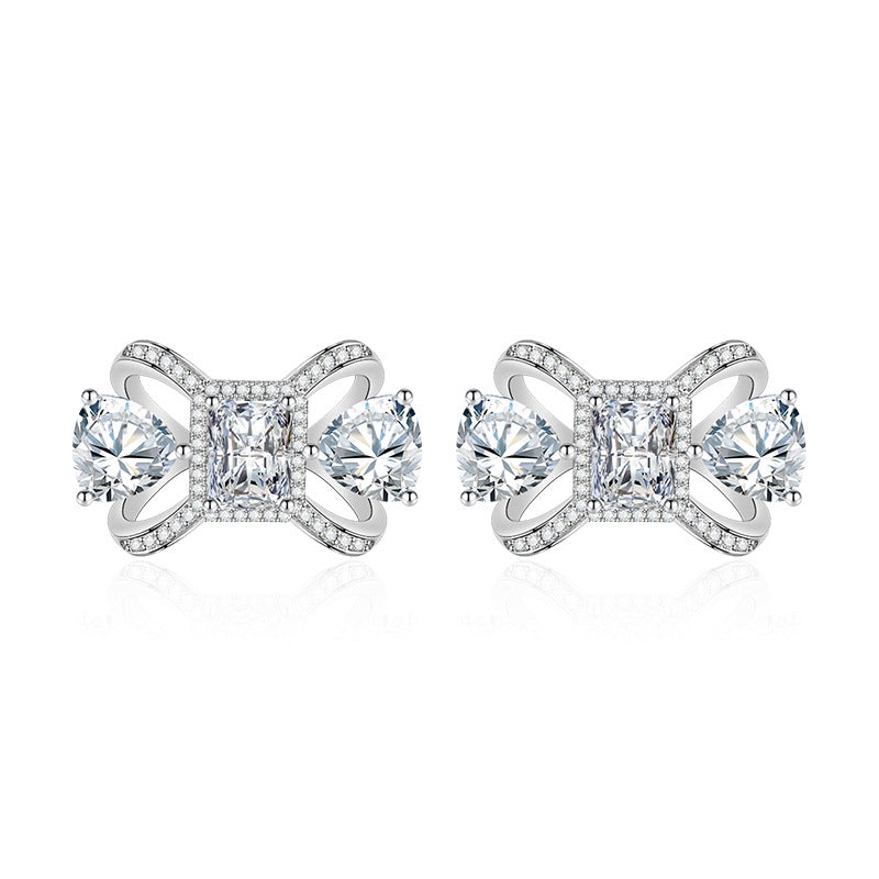 Super Fairy High-grade Light Luxury Trendy Exquisite Emerald Bow Earrings