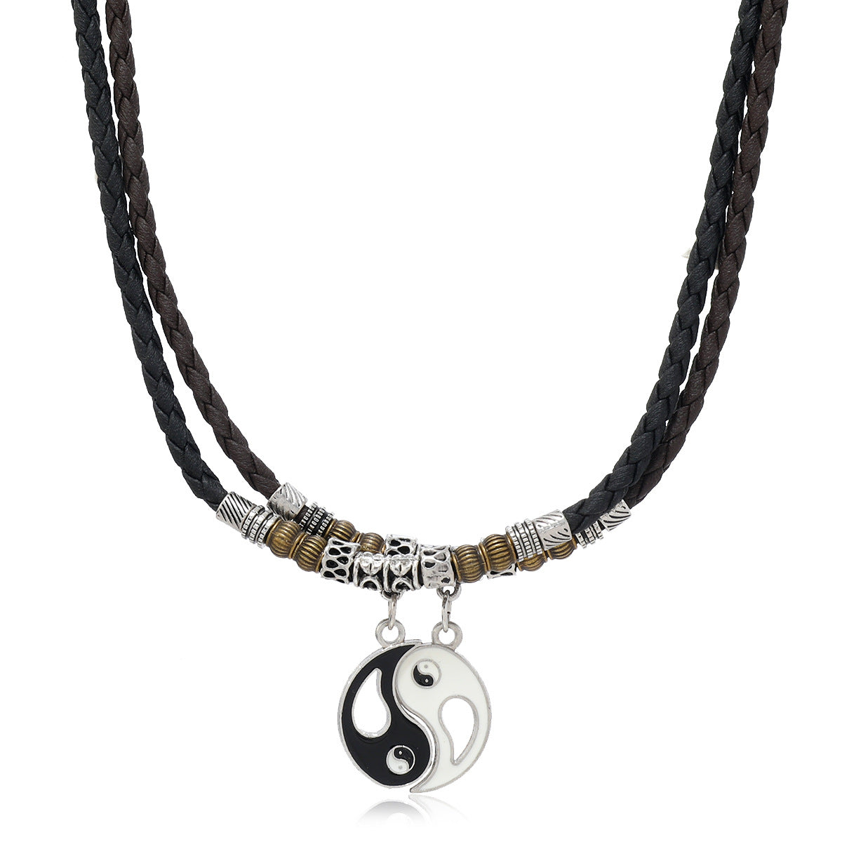 Paire de colliers en cuir Dragon Yin et Yang pour femmes et hommes