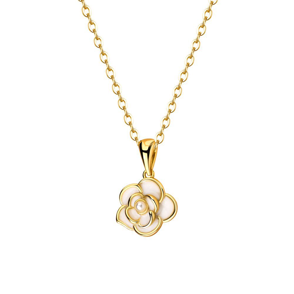 Women's Camellia Epoxy Light Luxury Elegant Shell Bead Necklaces