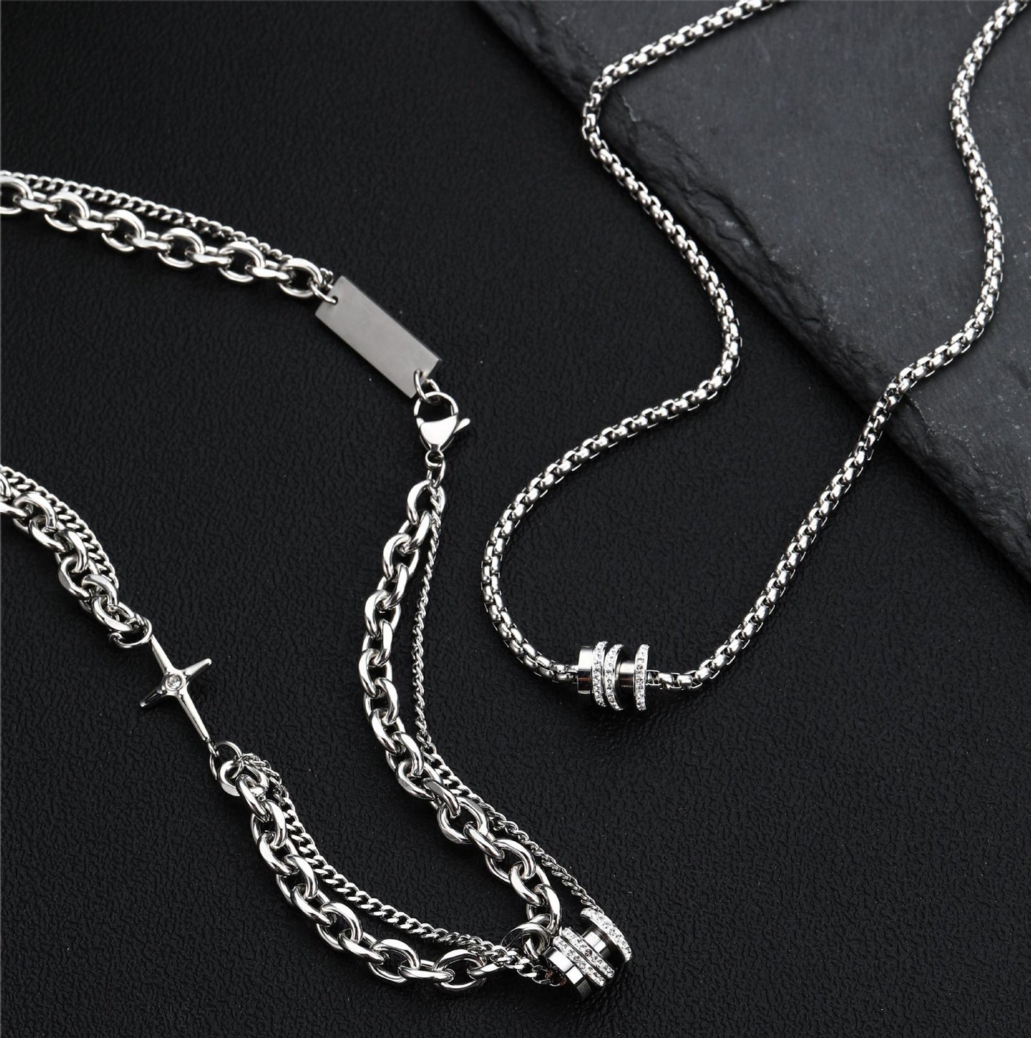 Women's & Men's High-grade Cool Titanium Steel Trendy Twin Necklaces
