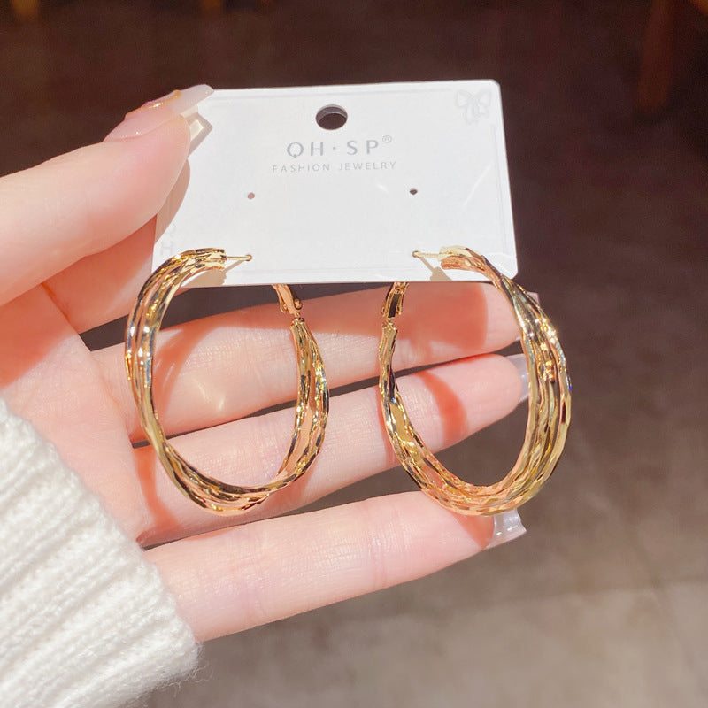 Simple Metal Twisted Ear Light Luxury Earrings