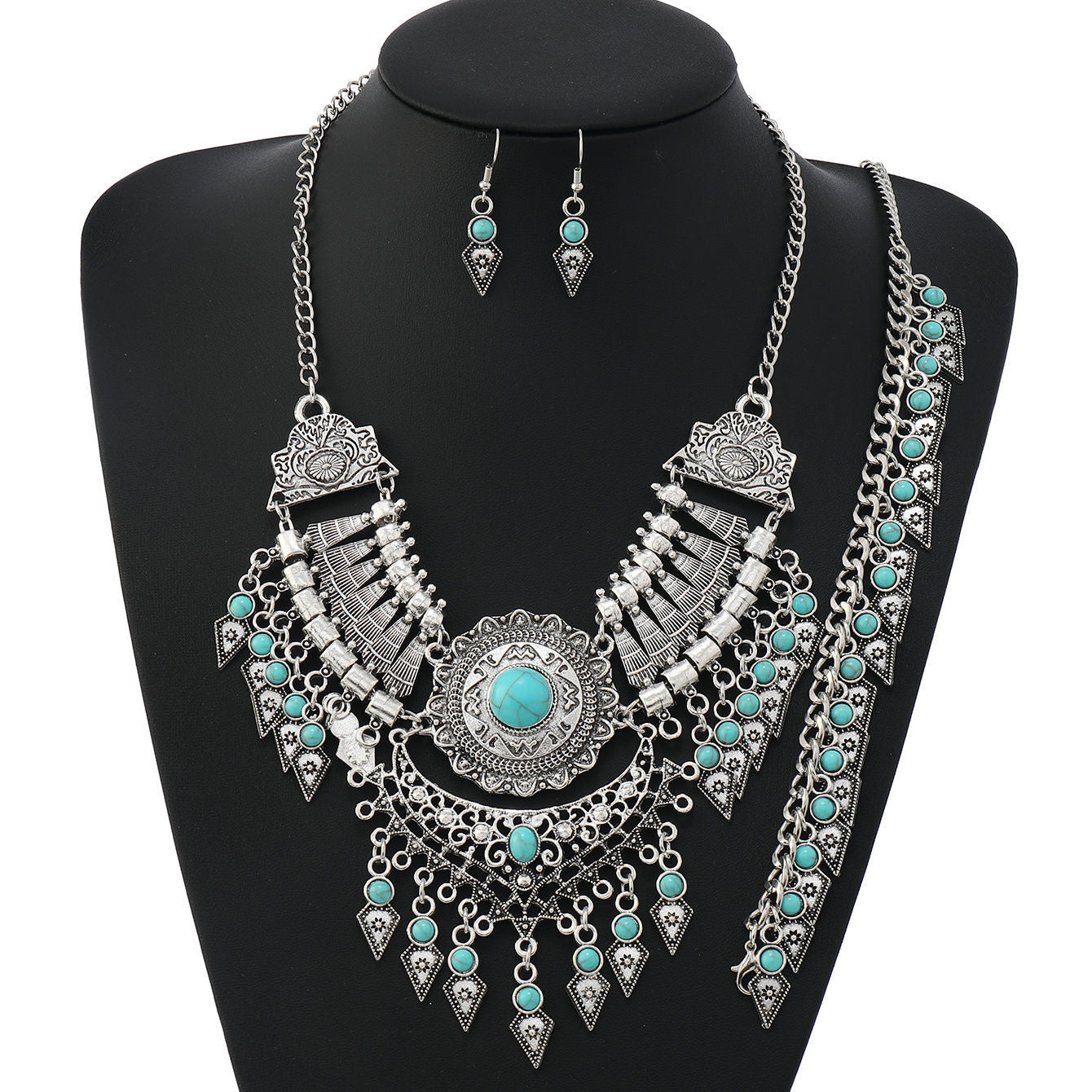 Ethnic Style Vintage Tassel Sweater Chain Jewelry Set