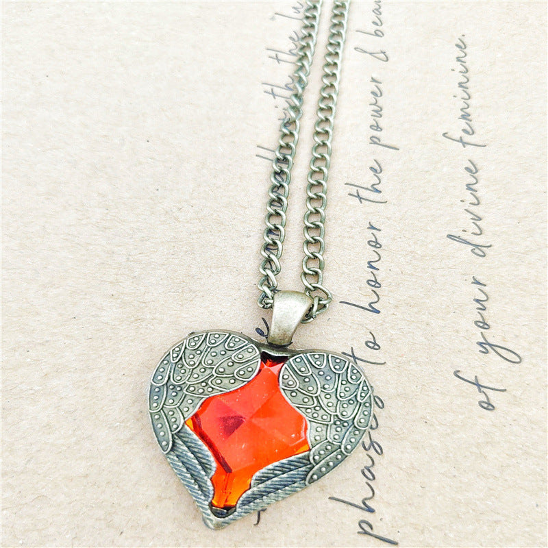 Peach Heart Wings Long Short Love Pendant Niche Temperament Necklaces