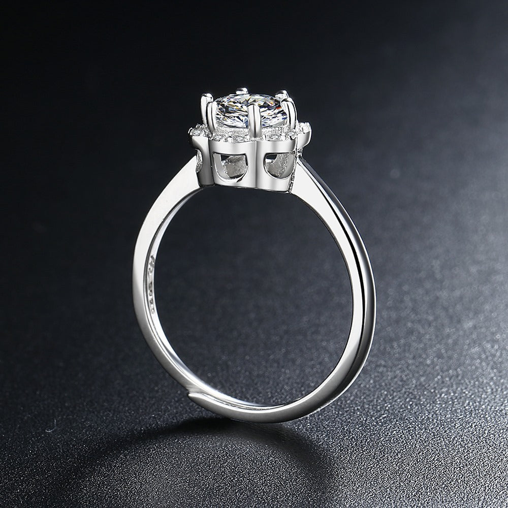Zircon Female Style Simple Single Diamond Opening Rings