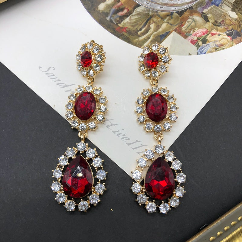 Luxury Temperament Inlaid Jewel Diamond Sweep Earrings
