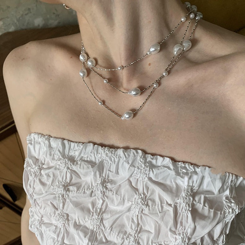 Colliers de luxe légers rétro baroques avec perles de clavicule de haute qualité