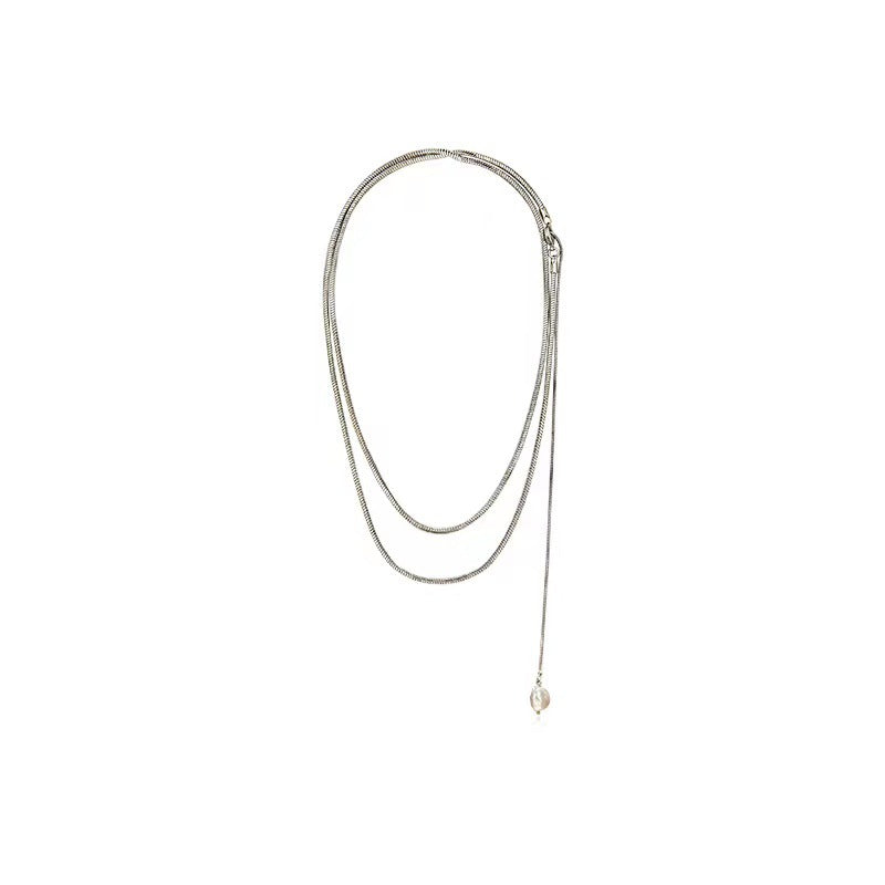 Long Square Snake Bones Chain Gold Necklaces