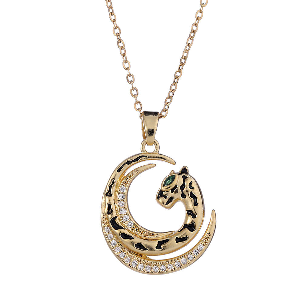 Drop Oil Leopard Copper Zircon Gold-plated Necklaces