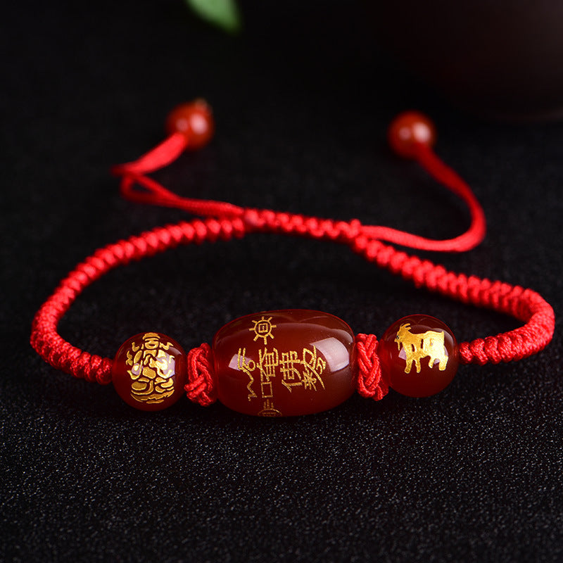 Zodiac Thai Red Agate Rope Tiger Bracelets