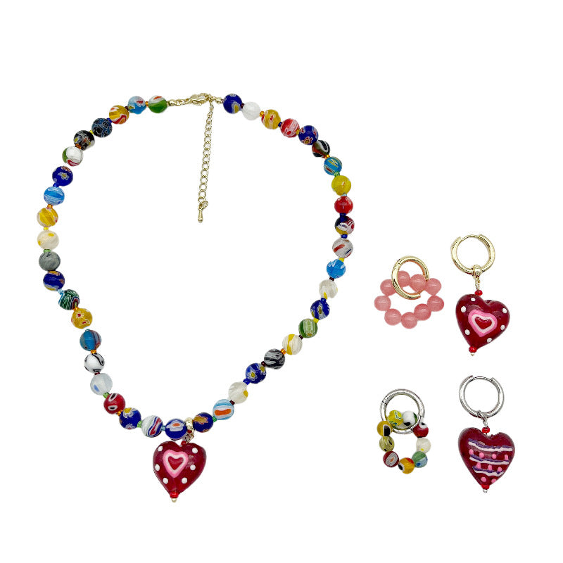 Style Christmas Colorful Colored Glaze Pink Necklaces