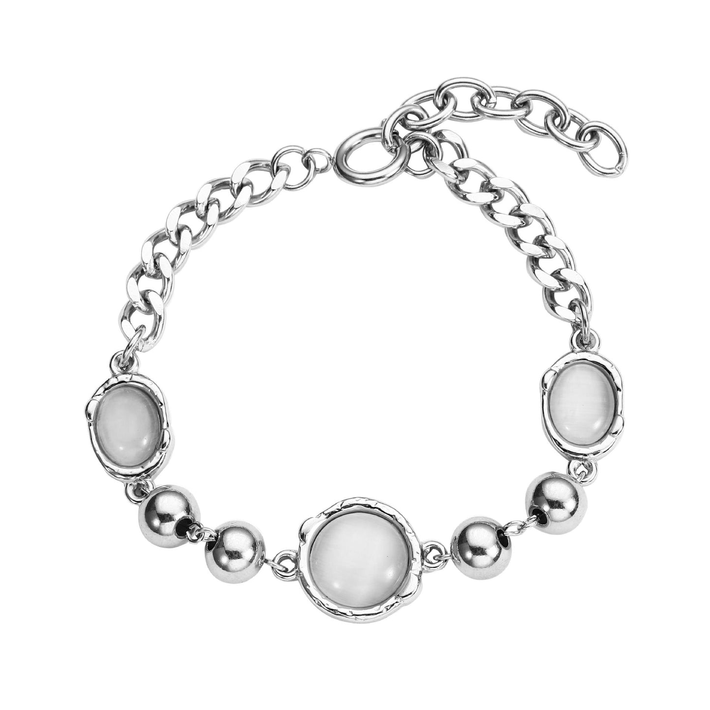 Women's & Men's Temperament Titanium Steel Opal White Moonlight Element Necklaces