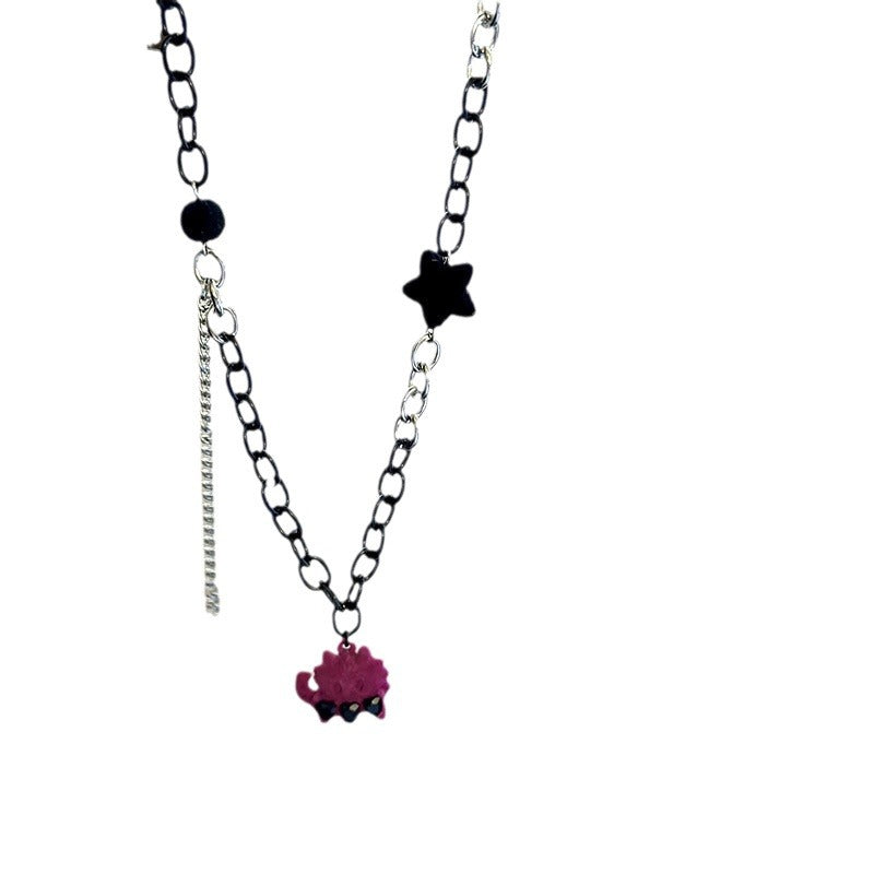 Women's Style Love Dark Personality Black Cat Pendant Flocking Necklaces