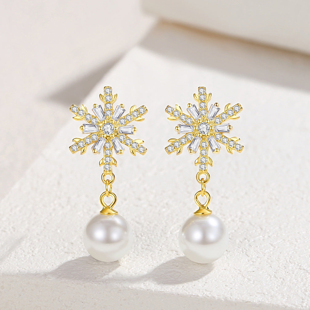 Women's Snowflake Ear Affordable Luxury Fashion Style Full Rhinestone Earrings