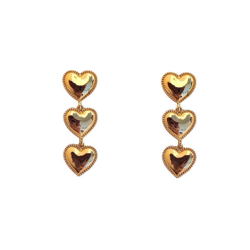 Heart-shaped Tassel Auricular Needle Light Luxury Temperament Earrings