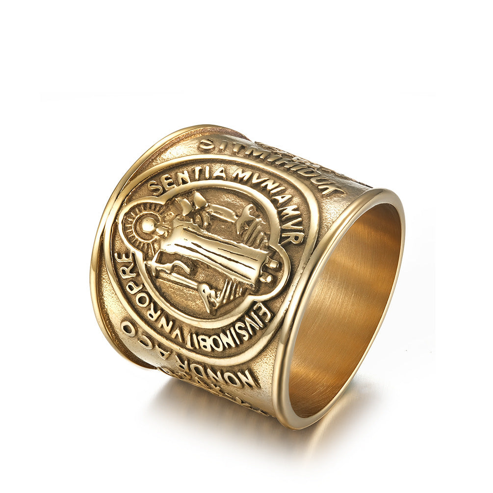 Ornament Benedict Exorcist Stainless Steel Domineering Rings