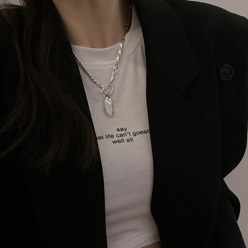 Women's Trendy Cool Stitching Pearl For Hip Necklaces