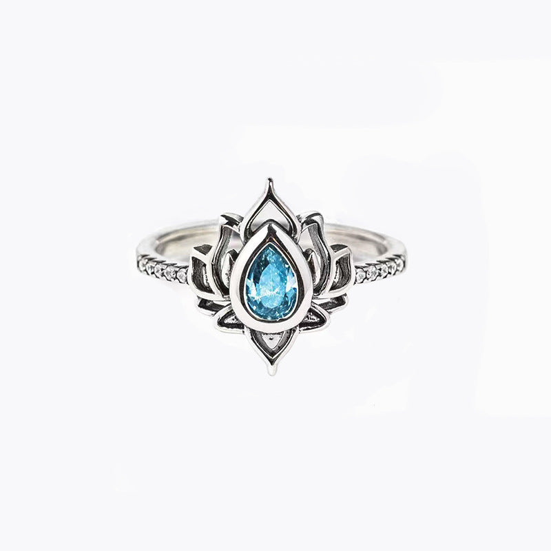 Damen-Ringe mit Wassertropfen, Blumenornament, Strass und Zirkon