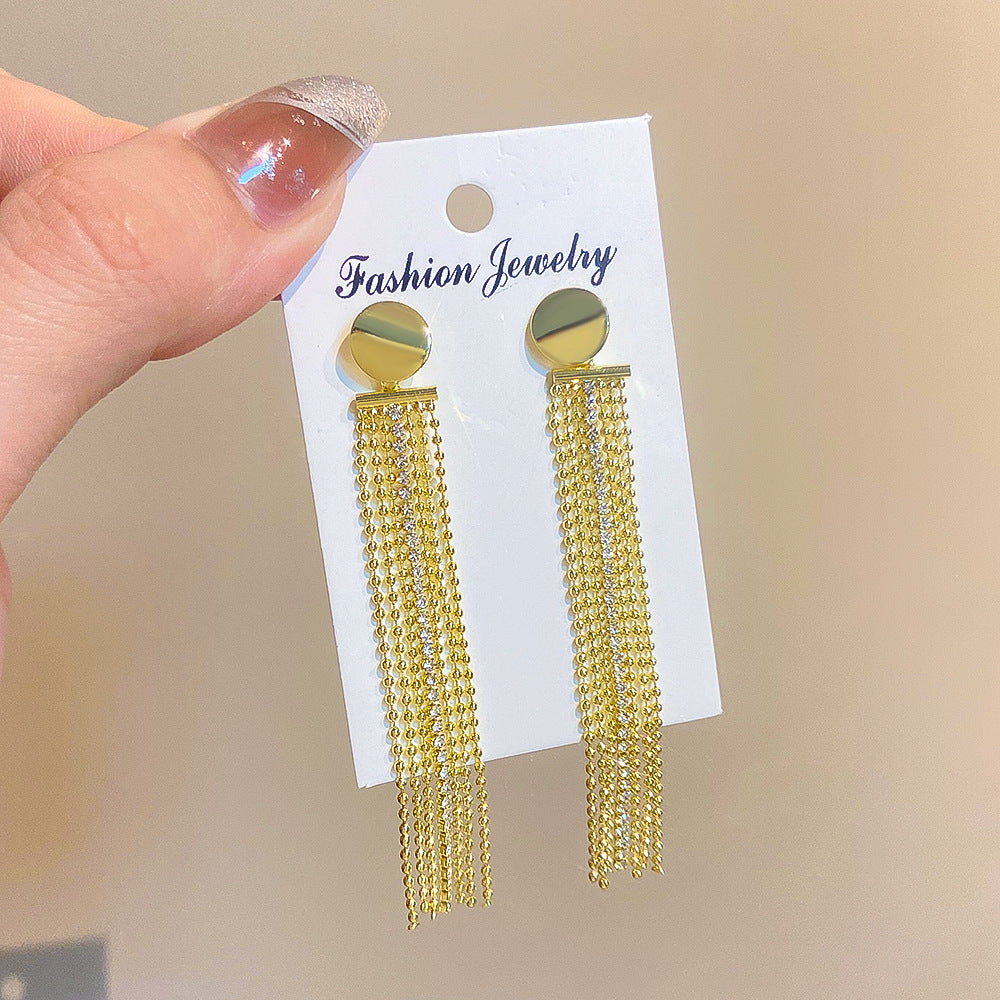 Exaggerated Long Fringe Summer Temperament Copper Earrings