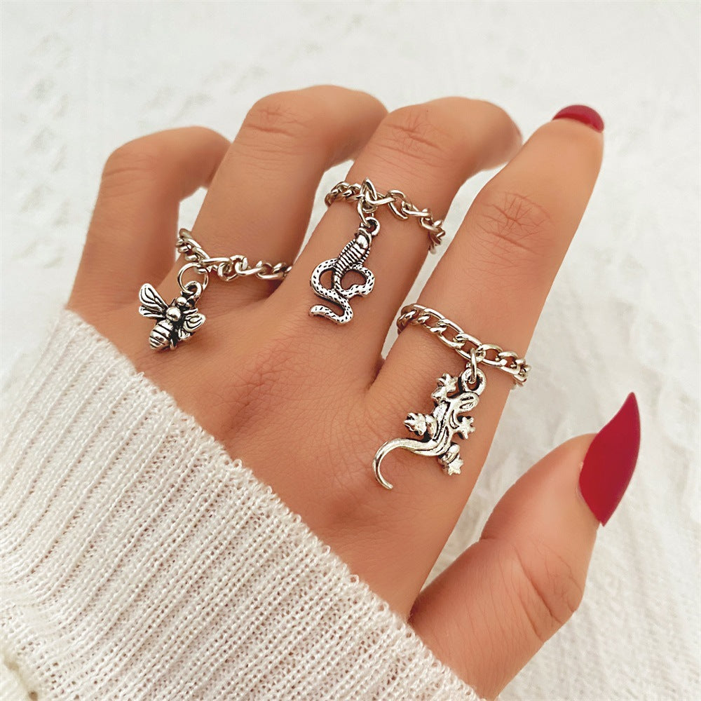 Jewelry Knuckle Retro Exaggerated Gem Combination Rings