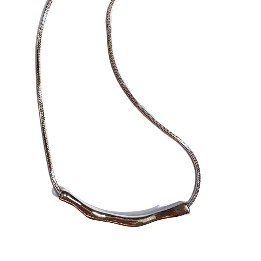 Metal Pleated Niche Design Clavicle Chain Cold Necklaces